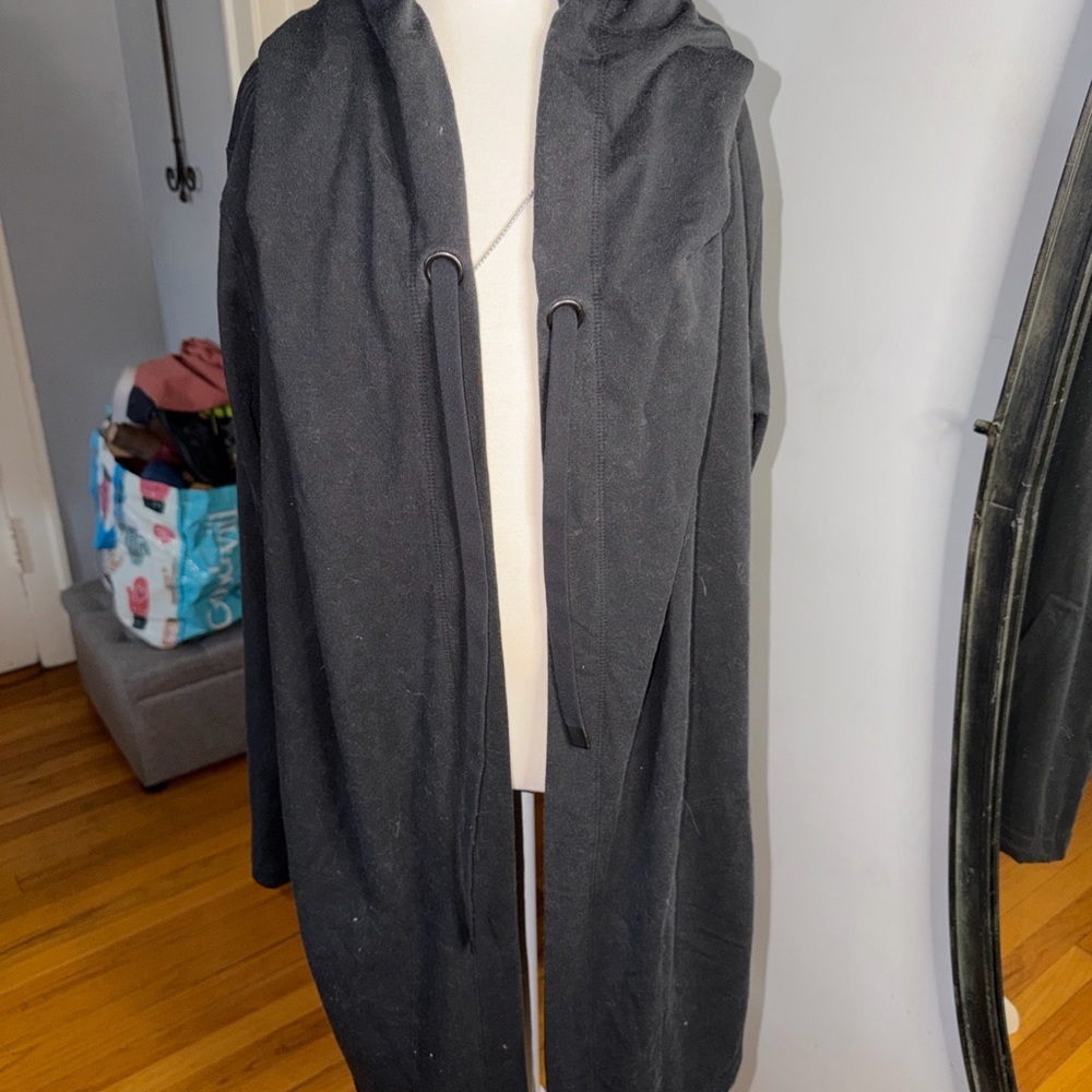 Athleta Black Hooded Open Front Cardigan